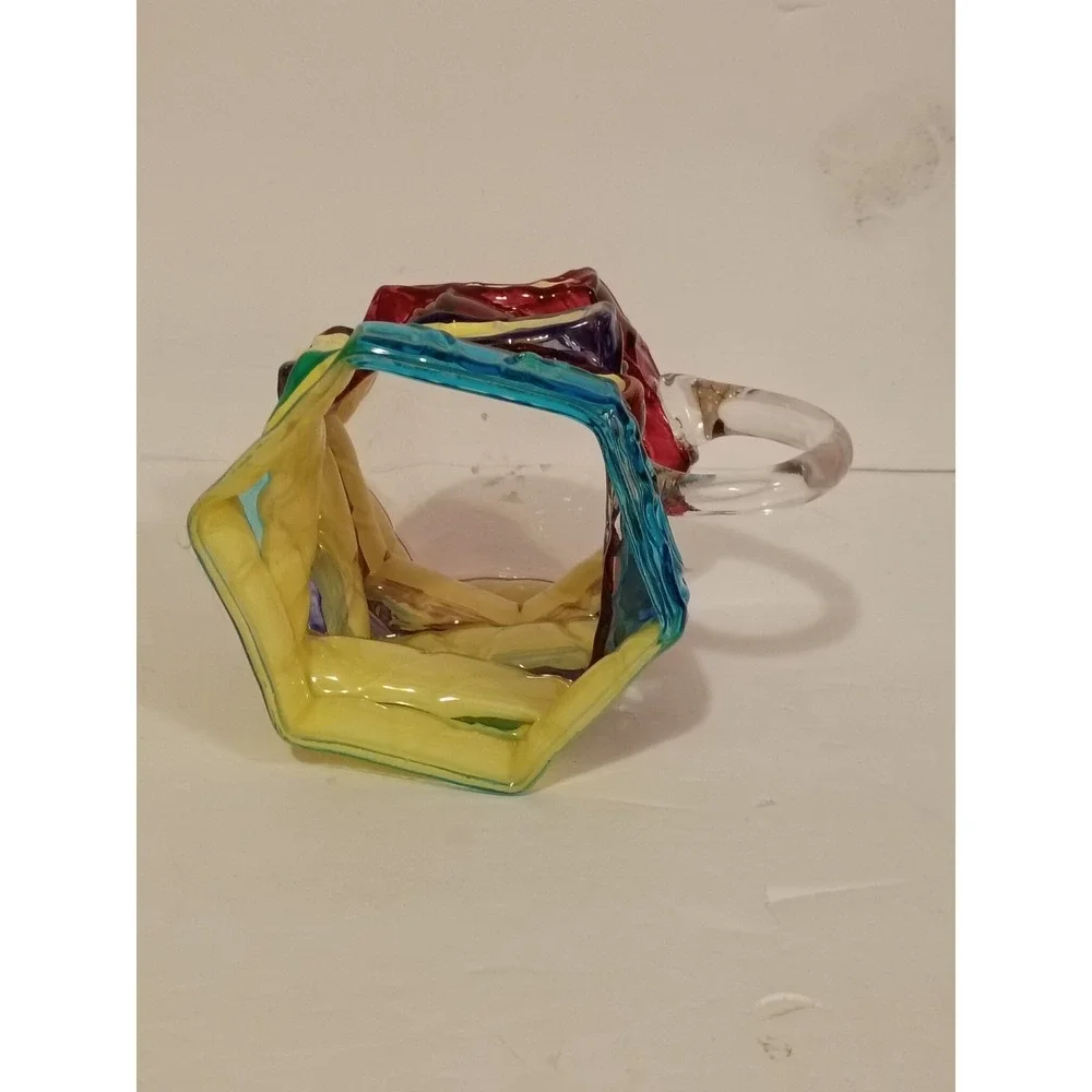 Hand Blown Studio Art Glass Stacked Book Lovers Coffee Mug Tea Cup Librarian - Picture 5 of 6